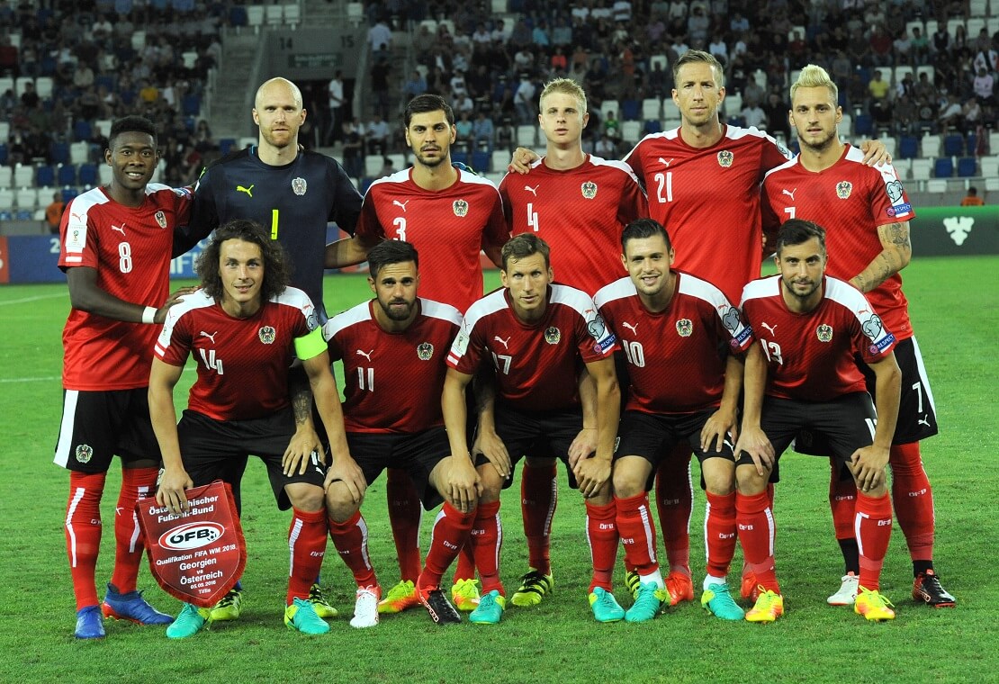 Österreichische Nationalmannschaft vor einem Spiel