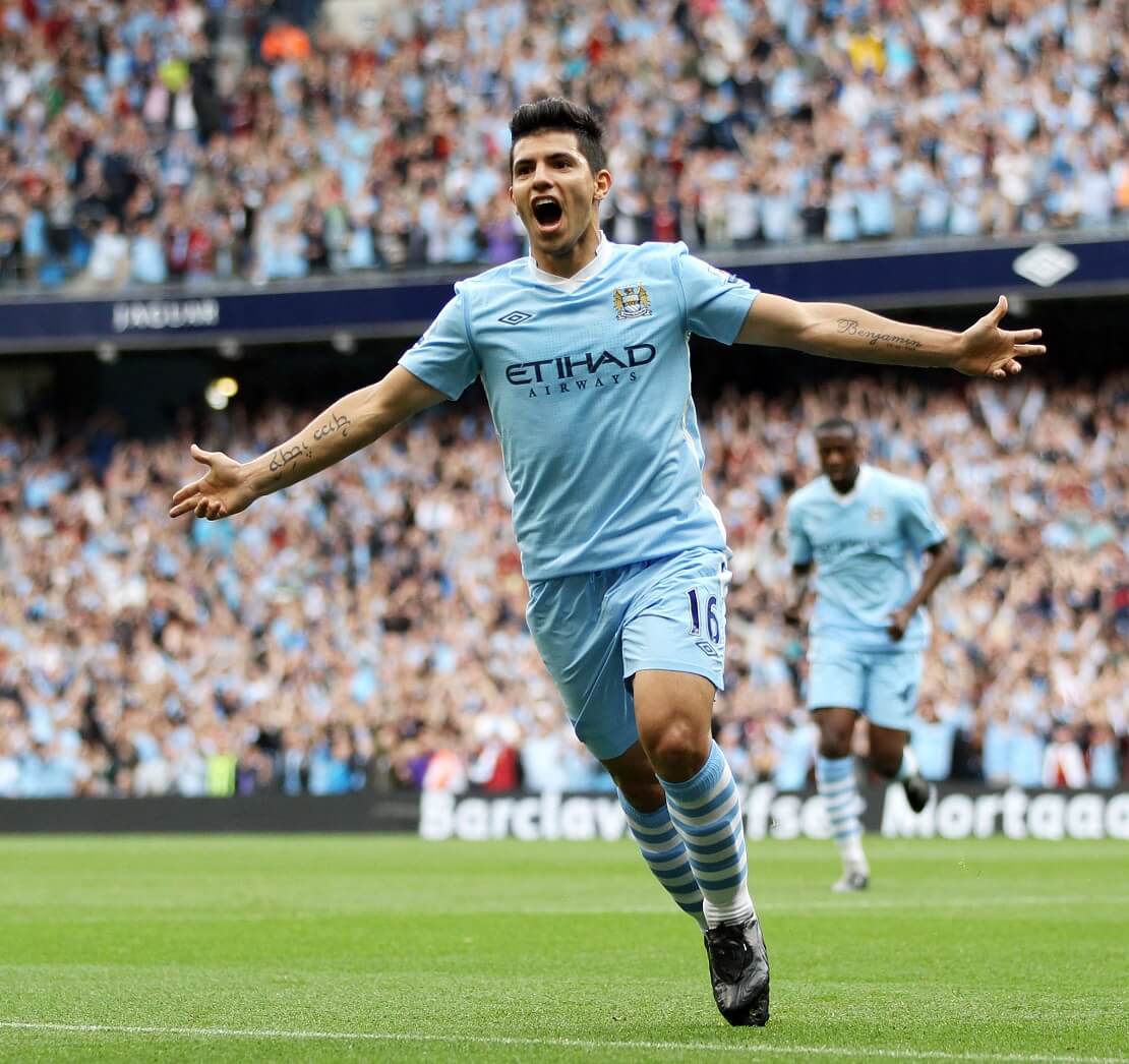 Sergio Agüero von Manchester City jubelt