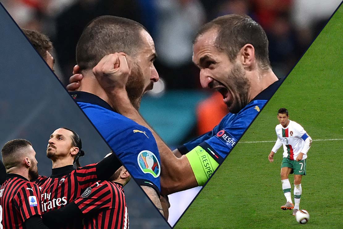 Bilderkollage aus Zlatan Ibrahimovic, Giorgio Chiellini und Cristiano Ronaldo