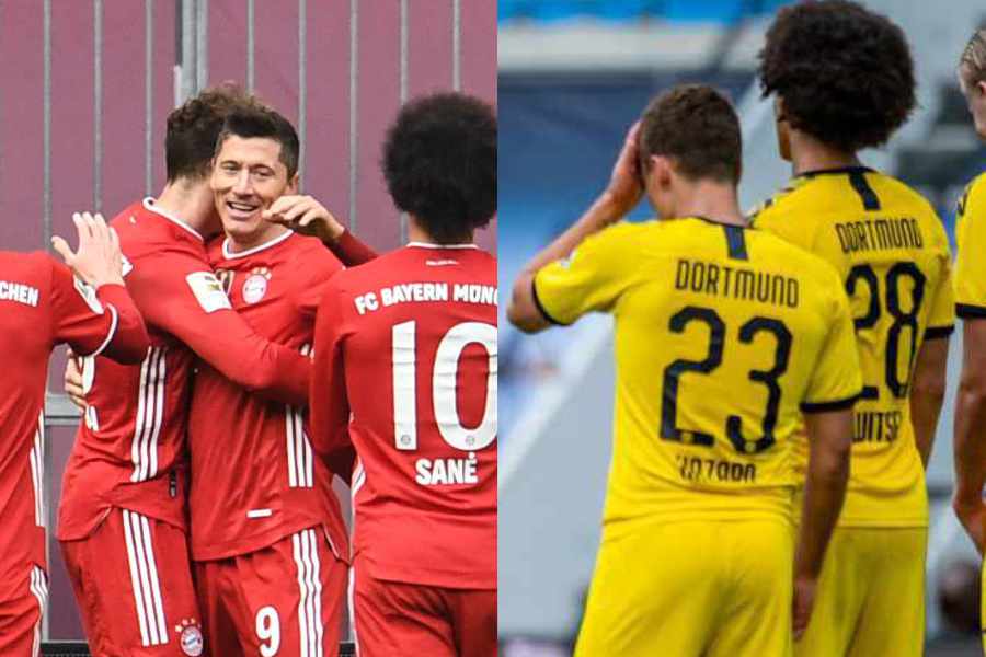 Eine Collage mit den Spielern von Bayern München und Dortmund BVB
