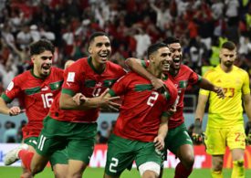 Spieler der Nationalmannschaft Marokkos feiern einen Sieg